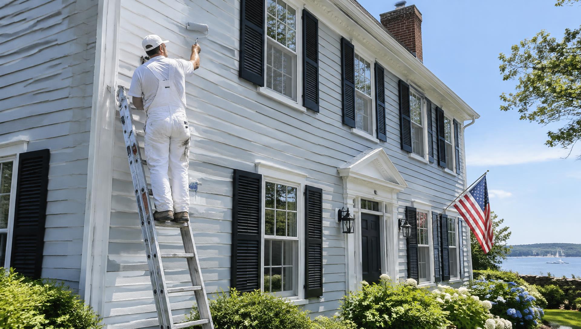 Freshly painted modern home exterior